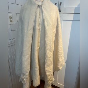 Alpaca wool Cream ivory Women's Cape-winter wedding holidays